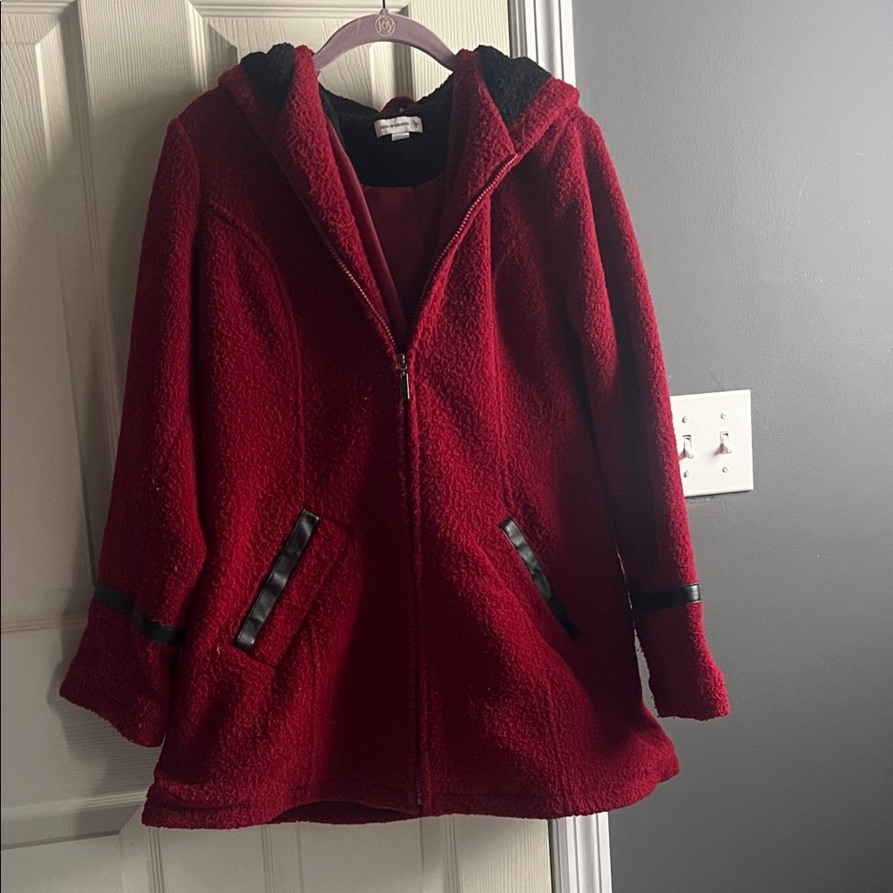 Susan Graver Red Hooded Puffer Jacket